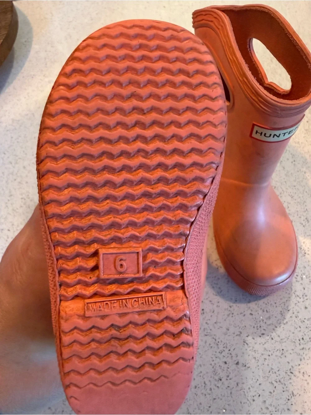 Hunter Kids Orange Pull-On Rain Boots with Handles